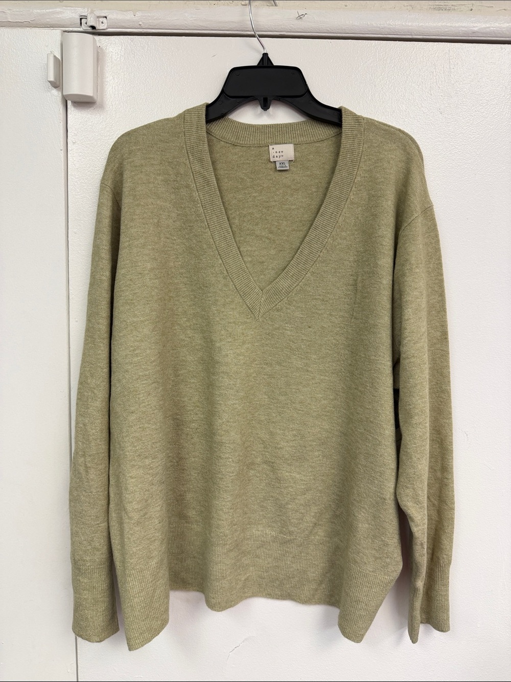 A New Day Relaxed V-Neck Sweater in Sage Green xxl new light green color new